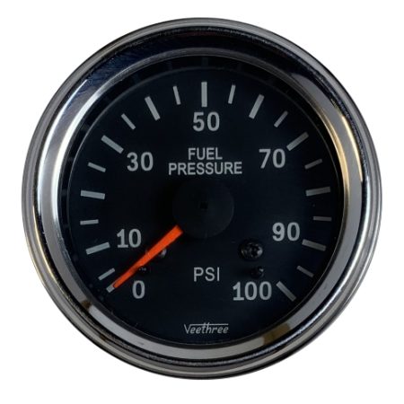 Fuel Pressure Gauge (Chrome bezel/Black dial/Red pointer)