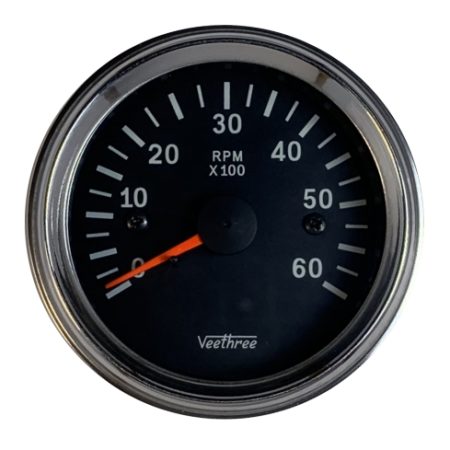 Tachometer (Chrome bezel/Black dial/Red pointer) 60mm